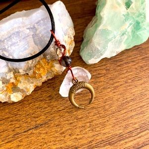 NEW Crescent Quartz Wire Wrapped Pendant Necklace